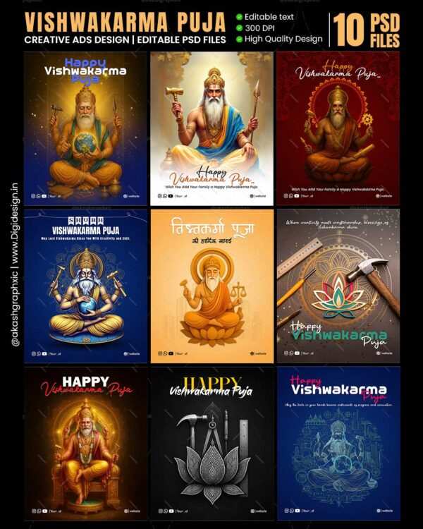 Vishwakarma Puja Special Premium PSD Pack – Editable Designs