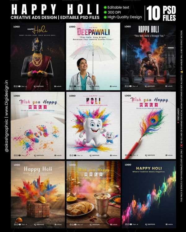 Holi Creative Ads Premium PSD Pack